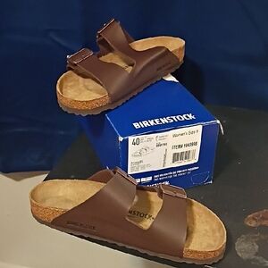NEW Birkenstock Arizona Two-Strap Sandals in Dark Brown